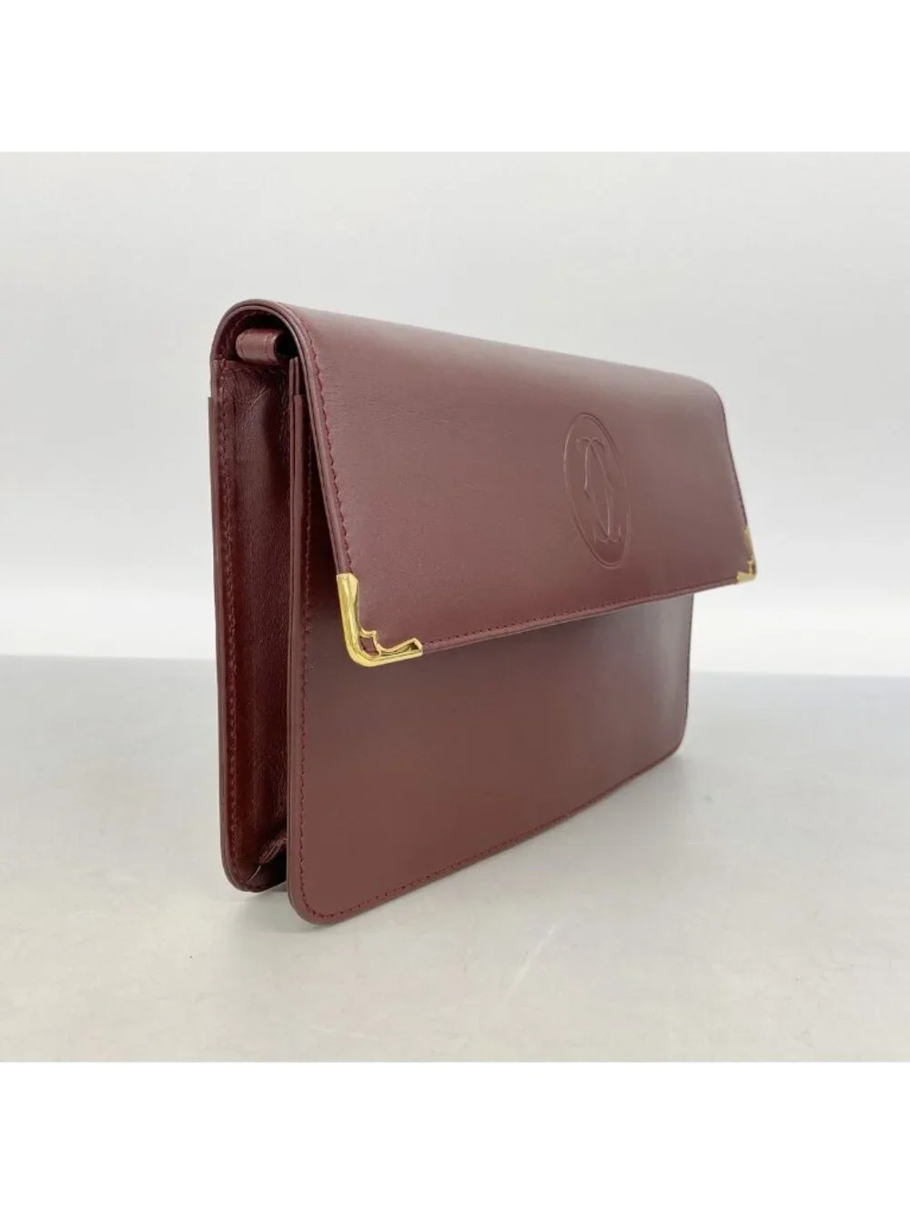 Cartier Clutch Must Leather Bordeaux Gold
